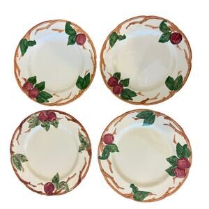 FRANCISCAN Apple Hand Painted made in USA Set of 4 Dinner Plates Vintage